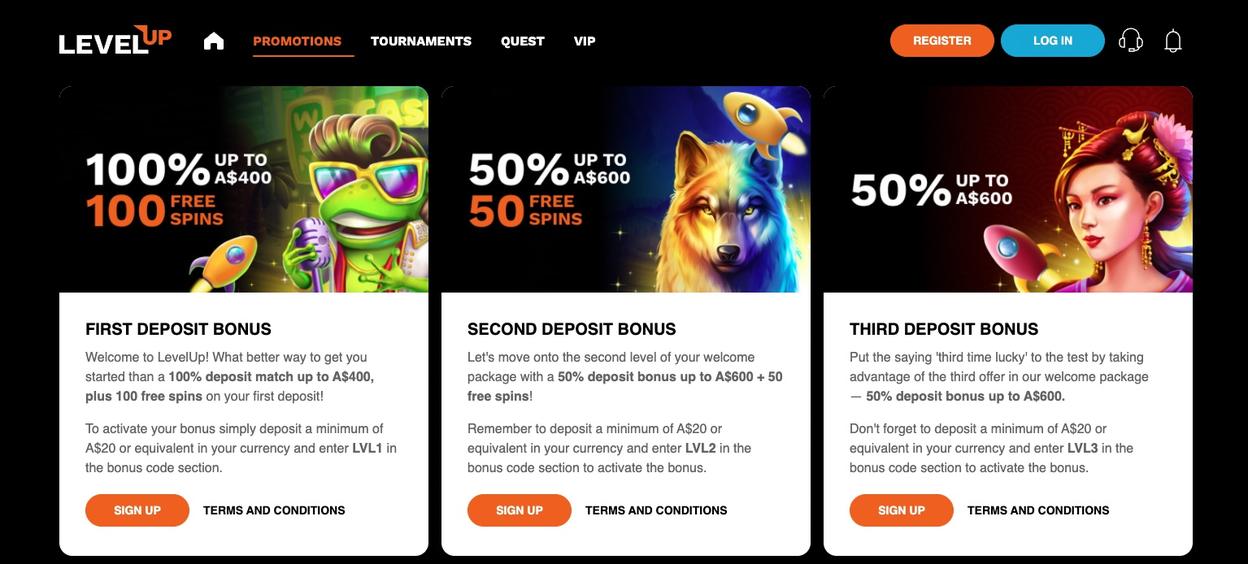 Level Up Casino Bonus