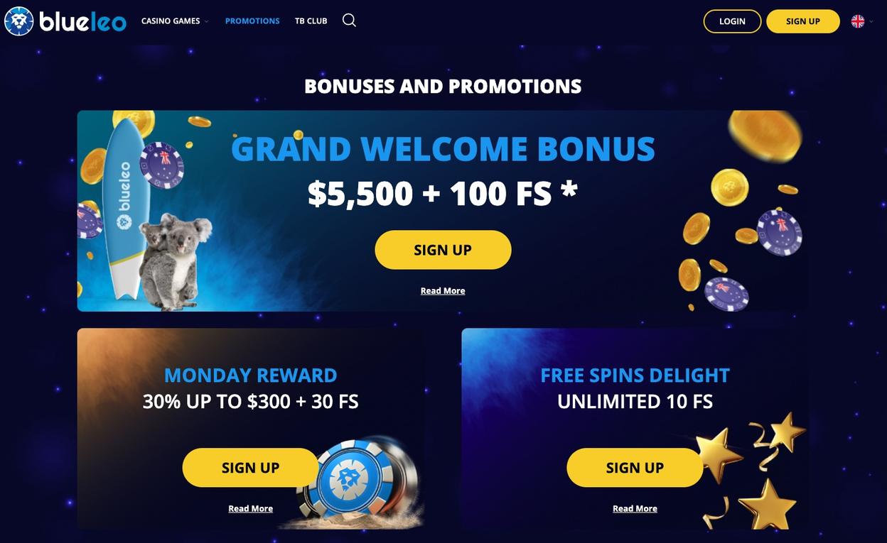 Blue Leo Casino Welcome Bonus