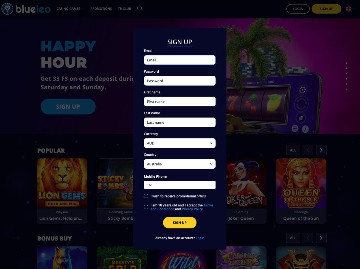 Blue Leo Casino Registraiton